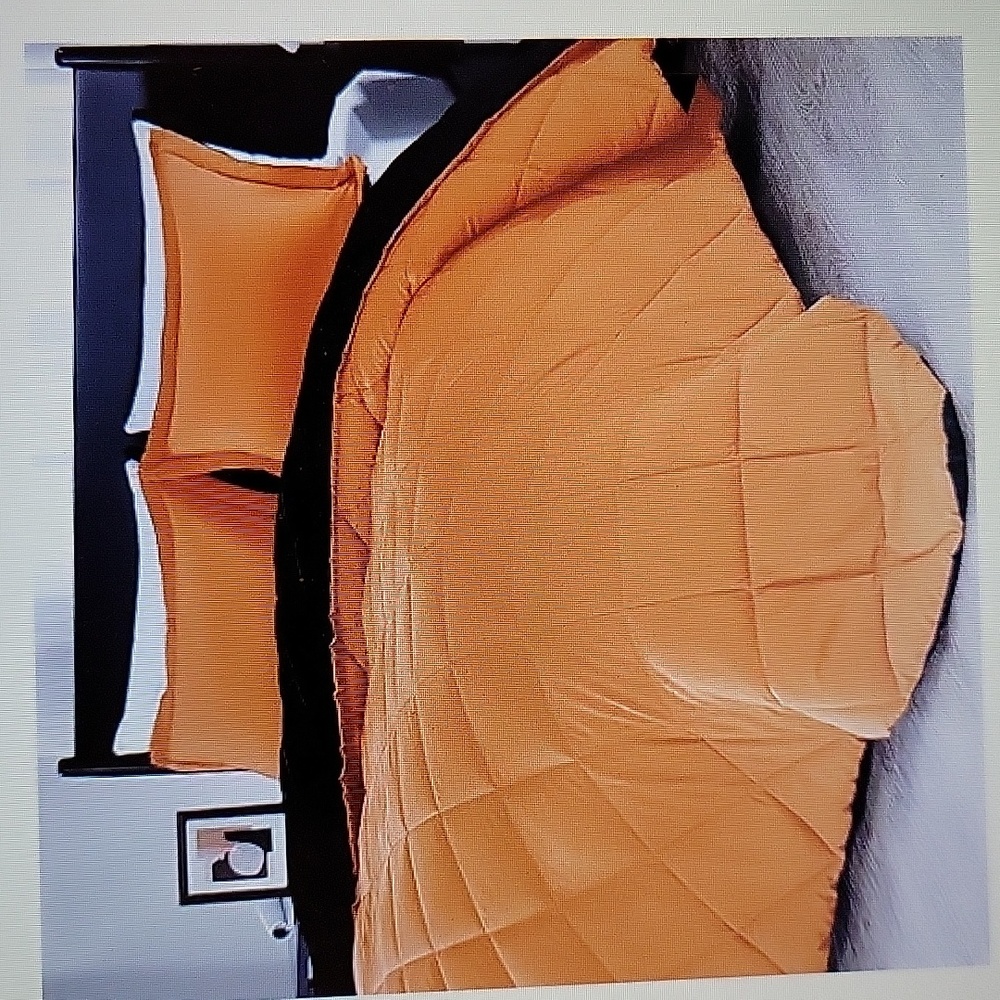 Downluxe orange black reversible full 3 piece comforter set down alternative New